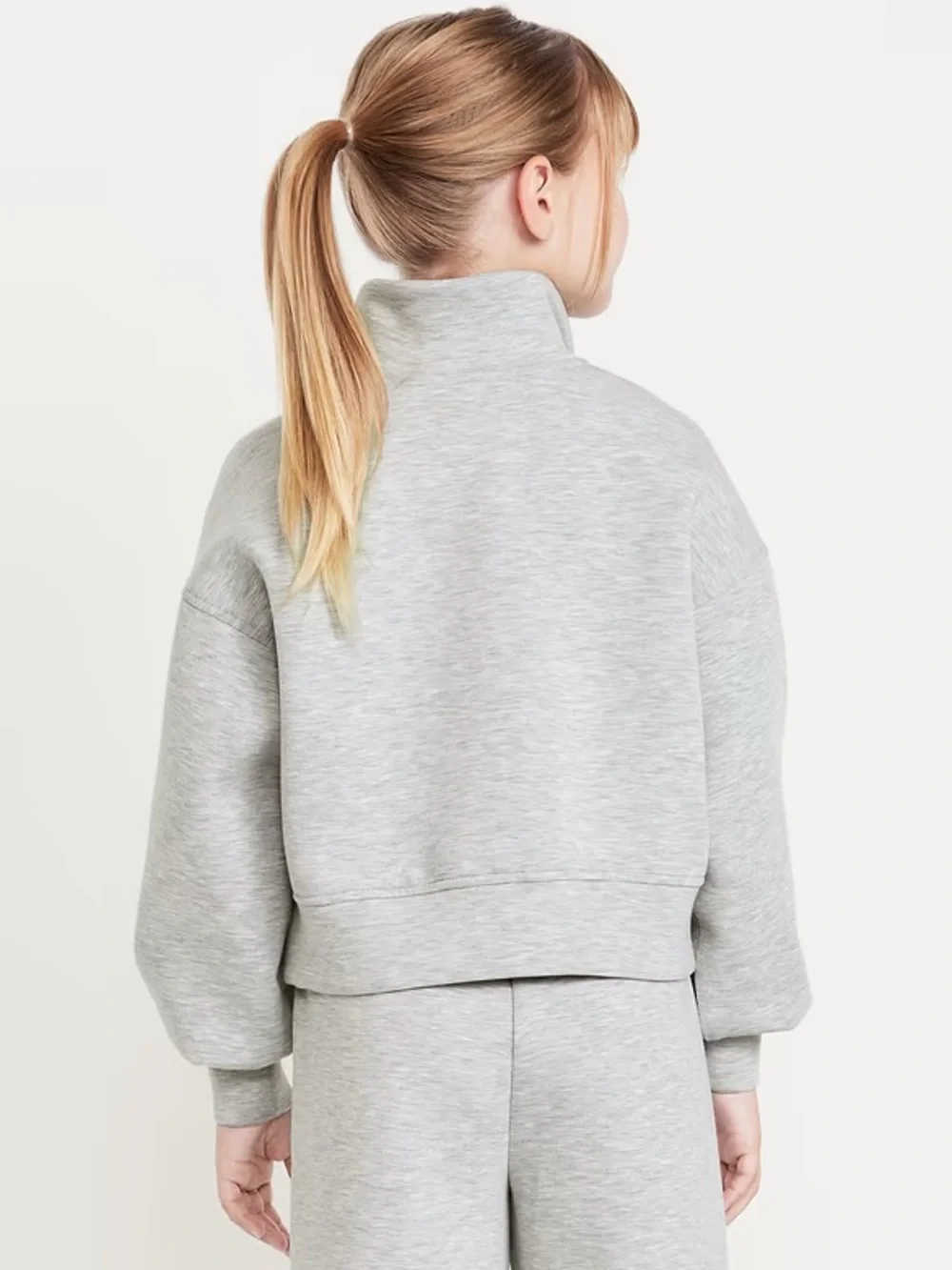 Old Navy Girls' Heather Gray Half-Zip Pullover Hoodie